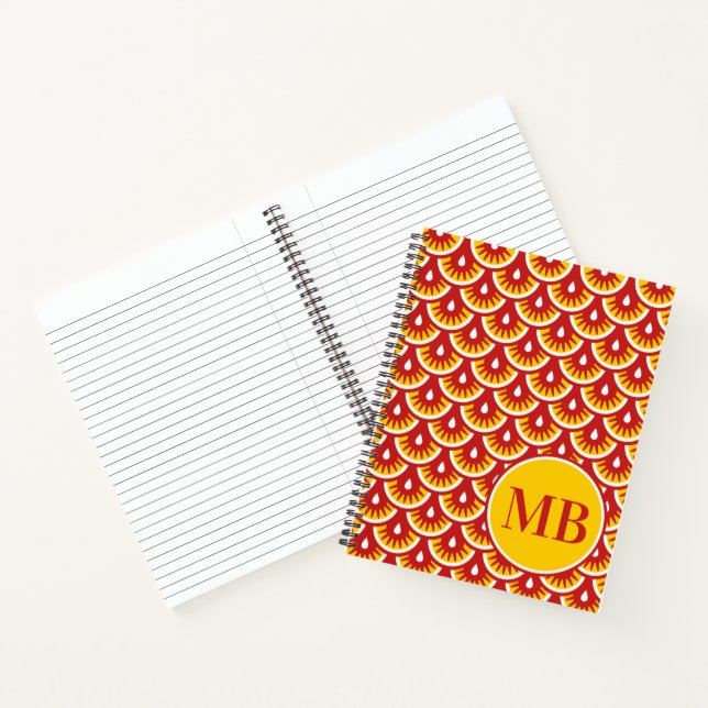Red Fishscale Pattern Personalized Notebook (Inside)