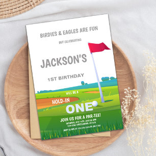 Red Flag Golf Birthday Invitation