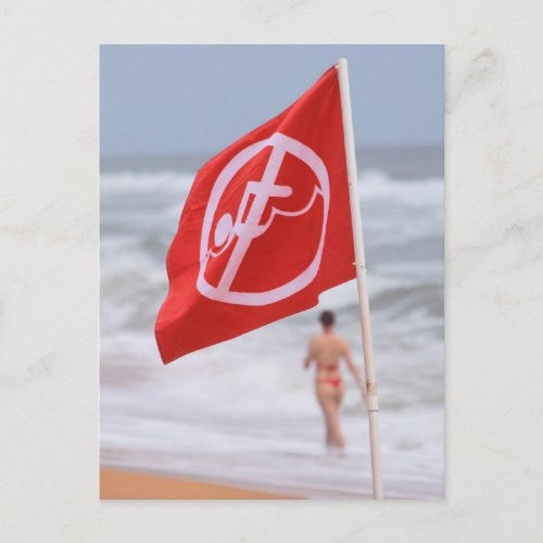 Red Flag on the Beach  __  Florida Postcard