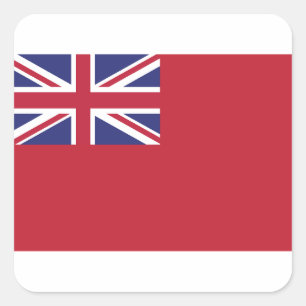 Red flag with union jack, red flag union jack square sticker