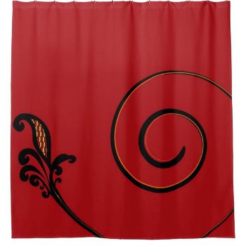 Red Flair Shower Curtain by BaileysByDesign at Zazzle