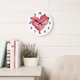 Red Flame Heart Large Clock