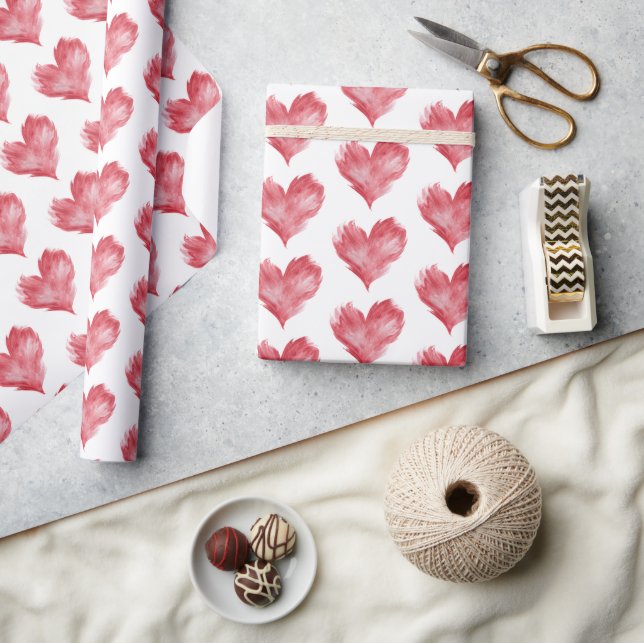 Red Flame Hearts Bridal Shower Wrapping Paper (Crafts)