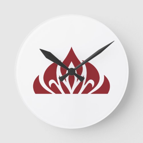 red flame logo on wall clock