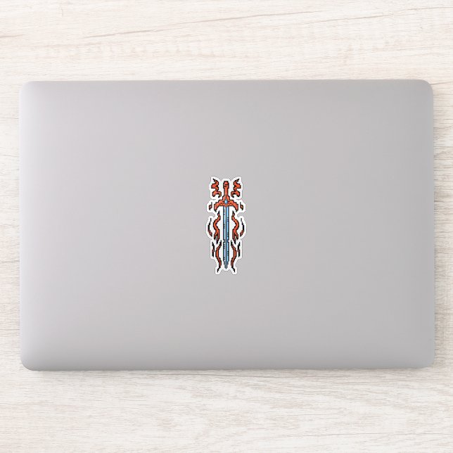 Red Flame Longsword Fantasy Weapon Sticker (Computer)