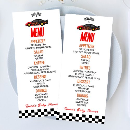 Red Flame Race Car Baby Shower Food Menu