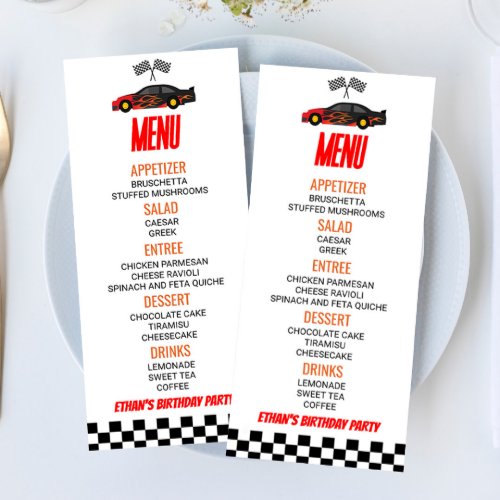 Red Flame Race Car Birthday Party Food Menu