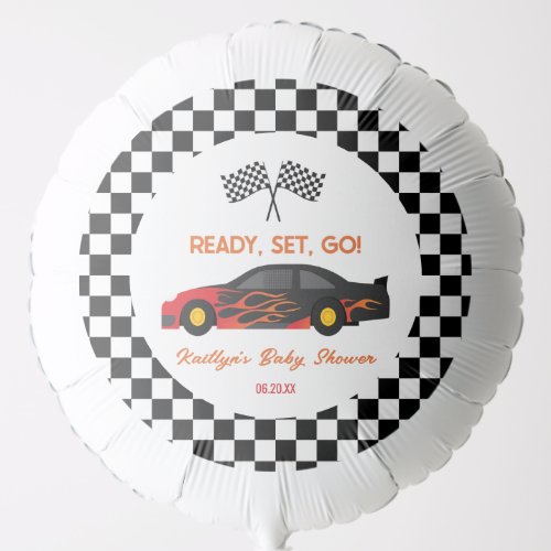 Red Flame Race Car Ready Set Go Baby Shower Balloon