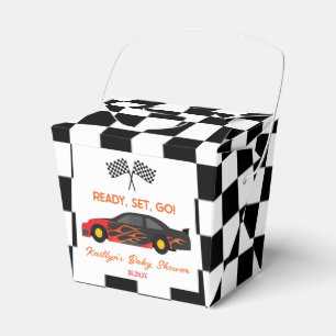 Red Flame Race Car Ready Set Go Baby Shower Favor Boxes
