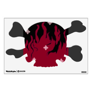 red flame skull wall decal