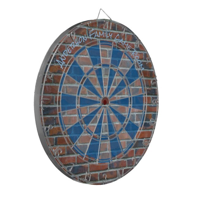 Red Flamed Brick Graffiti wall Custom Message Dart Board (Front Left)