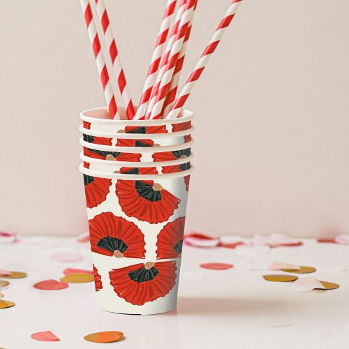 Red Flamenco Fans Pattern Paper Cups