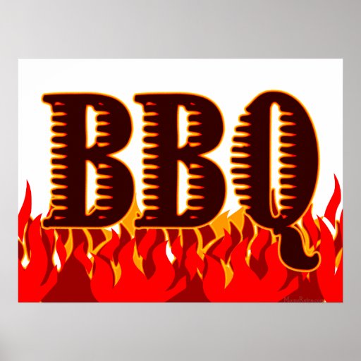 Red Flames BBQ Art Print | Zazzle