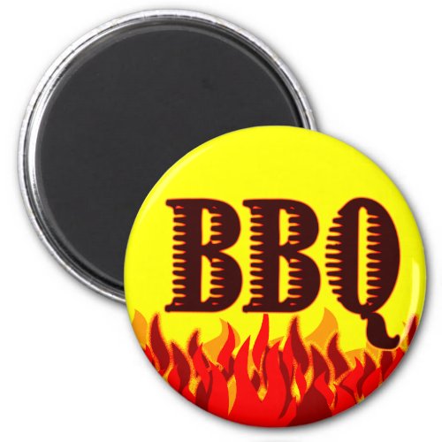 Red Flames BBQ Saying Magnet