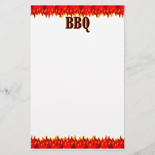 Red Flames BBQ Saying Stationery