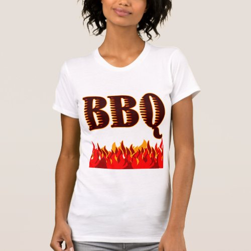 Red Flames BBQ Saying T_Shirt