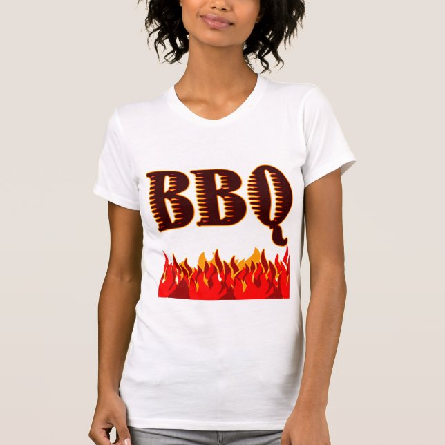 Red Flames BBQ Saying T-Shirt (Front)