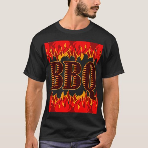 Red Flames BBQ Saying T_Shirt