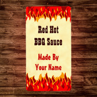 Red Flames Custom BBQ Hot Sauce Large Labels