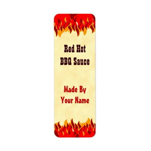 Red Flames Custom BBQ Sauce Canning Labels Small