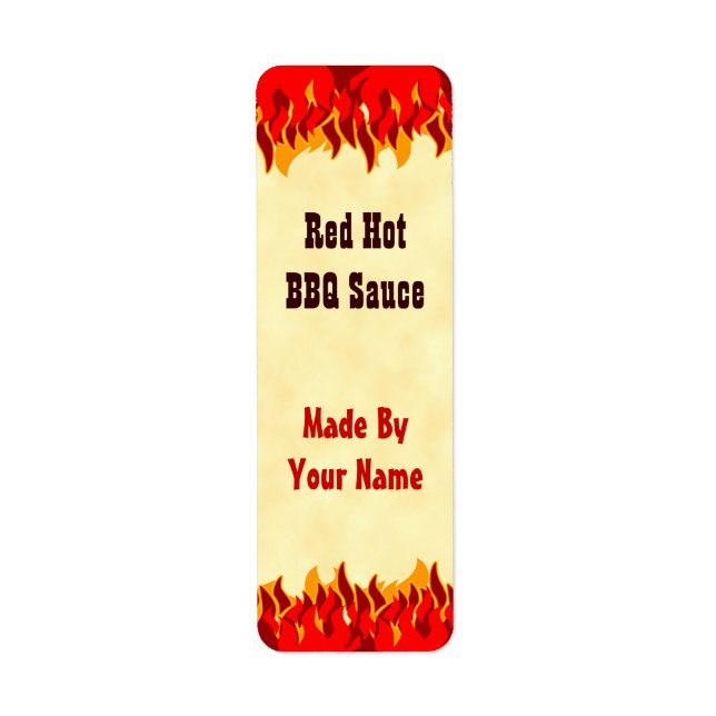 Red Flames Custom BBQ Sauce Canning Labels Small (Front)