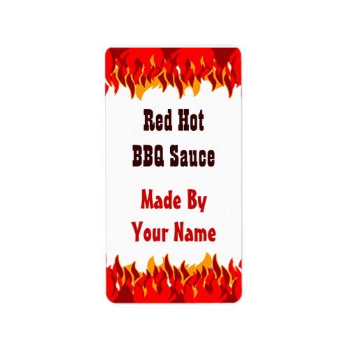 Red Flames Custom Hot Sauce Canning Labels Medium