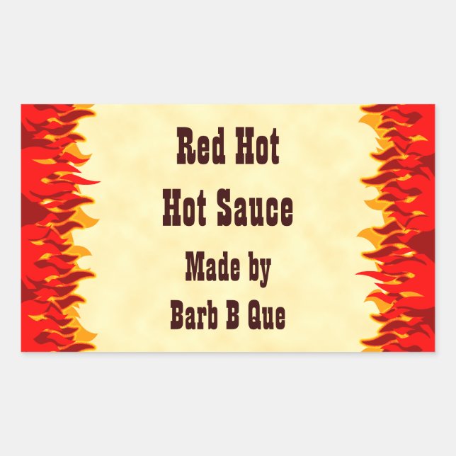 Red Flames Custom Jar or Hot Sauce Labels (Front)
