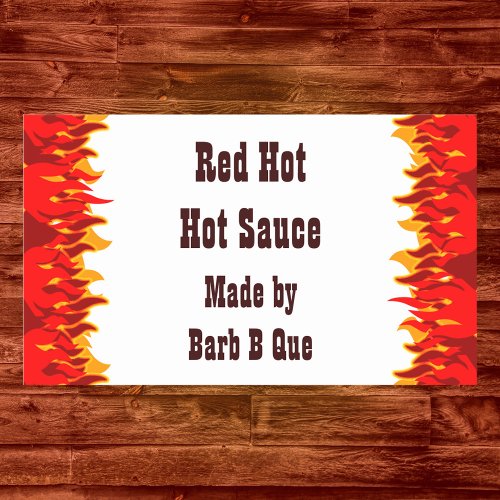 Red Flames Custom Jar or Hot Sauce Rectangular Sticker