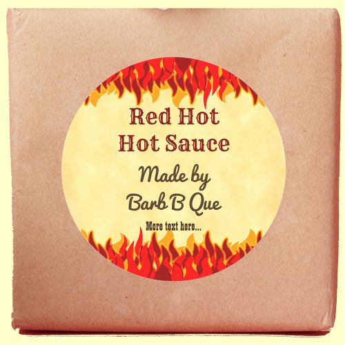 Red Flames Custom Retro BBQ Hot Sauce Classic Round Sticker