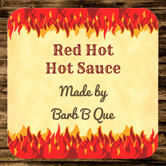 Red Flames Custom Retro BBQ Hot Sauce Sticker (Creator Uploaded)