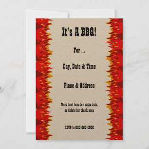Red Flames Editable BBQ Invitation
