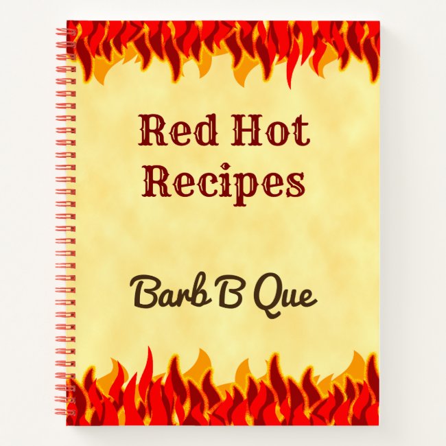 Red Flames Editable Retro BBQ Recipe