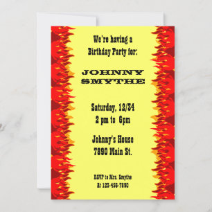 Red Flames Editable Western BBQ 5x7 Invitation