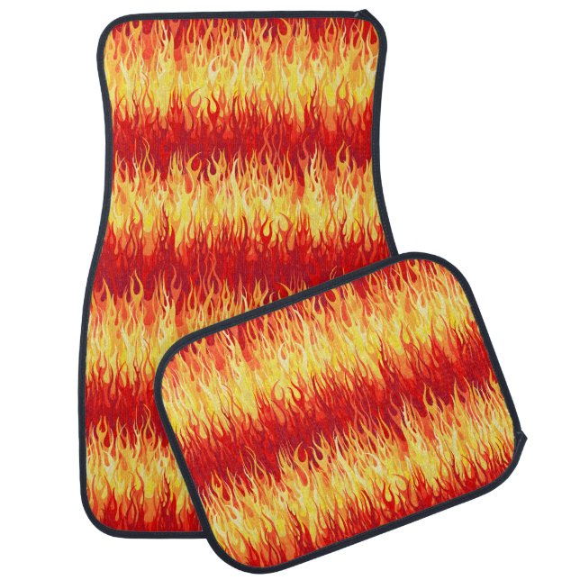Red Flames Pattern – Hot Rod Car Floor Mat (Set)
