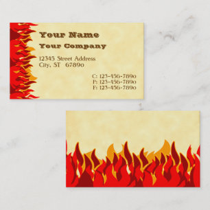 Red Flames Western Letters Business Cards
