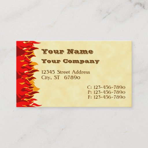 Customizable Red Flames Western Letters Business Cards