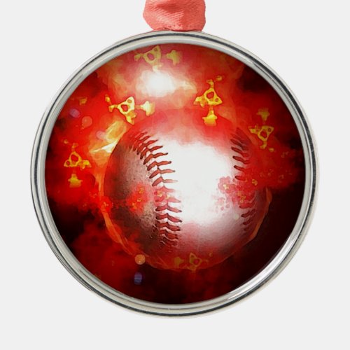 Red Flaming Baseball Christmas Tree Ornament