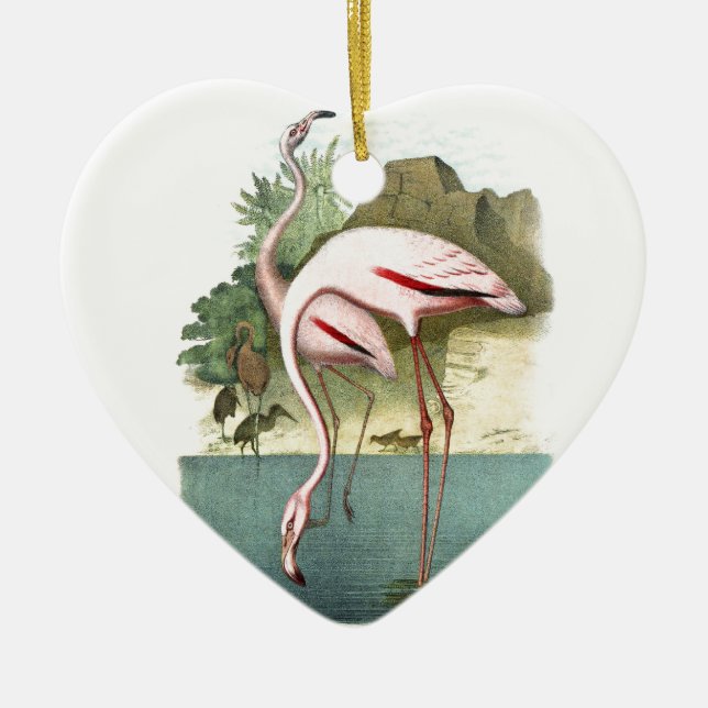 Red Flamingo Ceramic Ornament (Front)