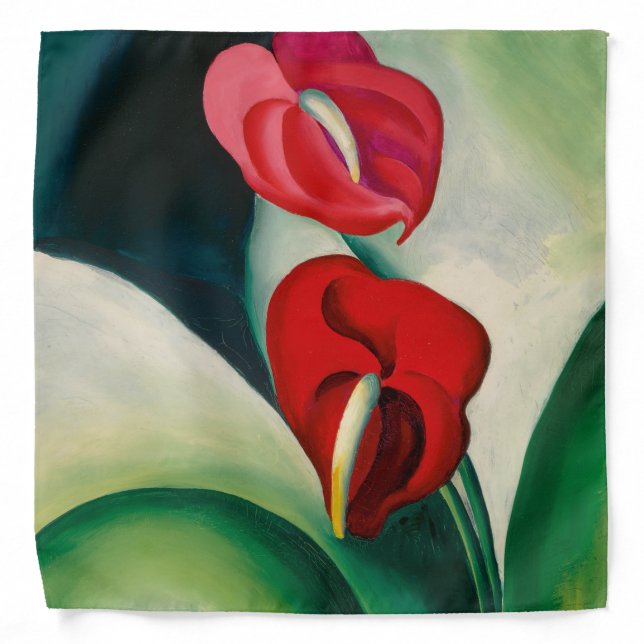 Red flamingo flower painting Georgia O'Keeffe Bandana (Front)