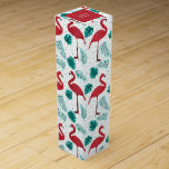 Red flamingo stars monstera leaves palm christmas wine box