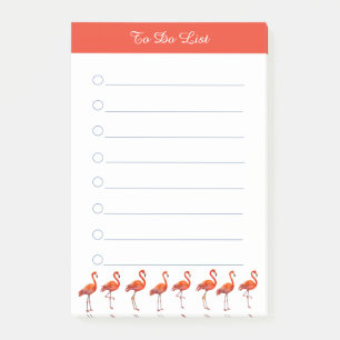 Red Flamingos & Calligraphy on White Things To Do Post-it Notes