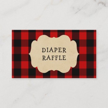 Red Flannel Baby Shower Diaper Raffle Tickets Enclosure Card by lemontreecards at Zazzle