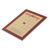 Red Flannel Bingo Baby Shower Game Pack Notepad