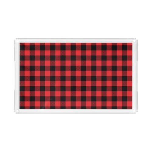 Red Flannel Buffalo Check Pattern Acrylic Tray
