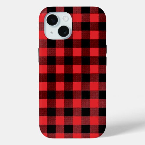 Red Flannel Buffalo Check Pattern iPhone 15 Case