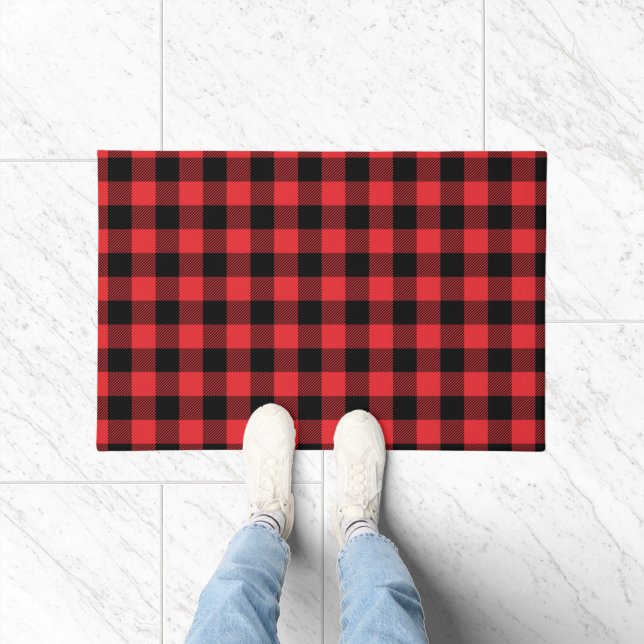 Red Flannel Buffalo Check Pattern Doormat (Indoor)