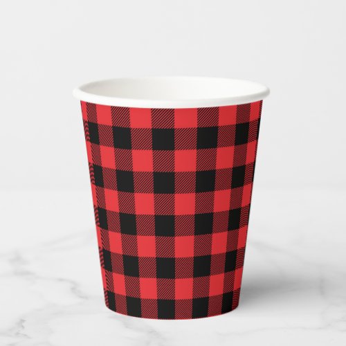 Red Flannel Buffalo Check Pattern Paper Cups