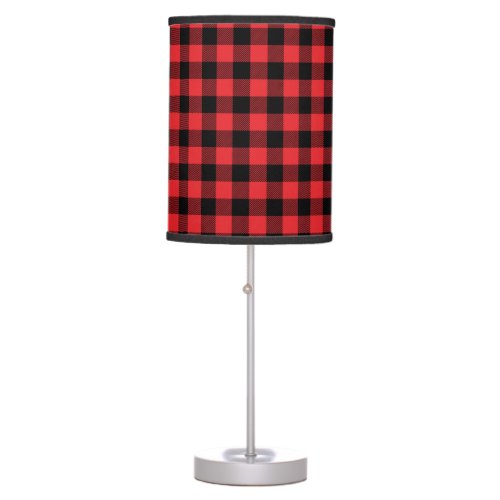 Red Flannel Buffalo Check Pattern Table Lamp