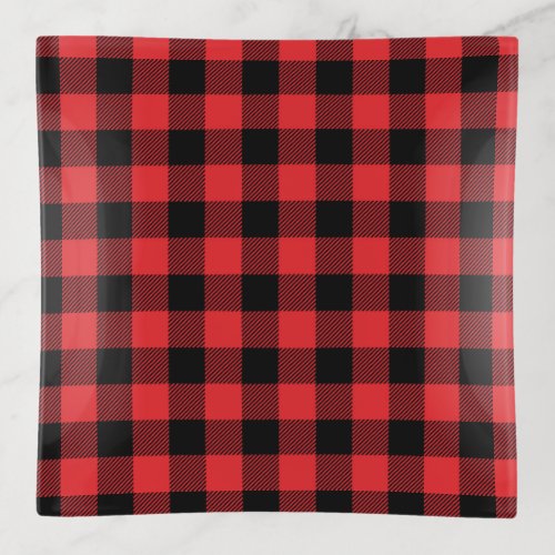 Red Flannel Buffalo Check Pattern Trinket Tray