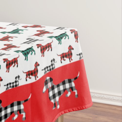 Red Flannel Dachshund Doxie Lover Christmas Tablecloth